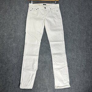 J Crew Jeans Womens 27 Toothpick White Cotton Stretch Pockets Tapered Leg